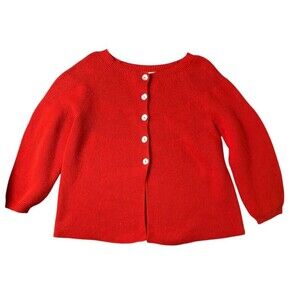 Anntarah Girls Organic Cotton Red Long Sleeve Sweater Cardig Size 4 Made in Peru